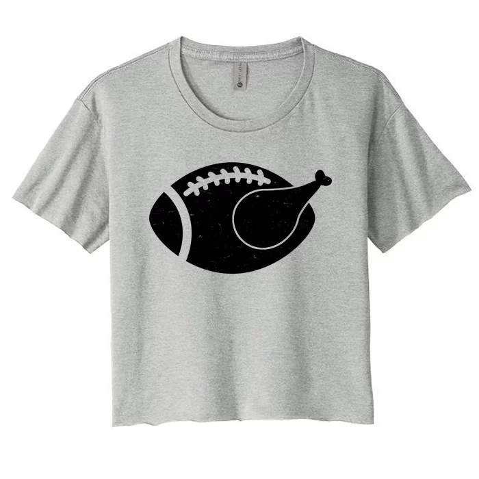 Funny Football Turkey Thanksgiving Sports Fan Women's Crop Top Tee