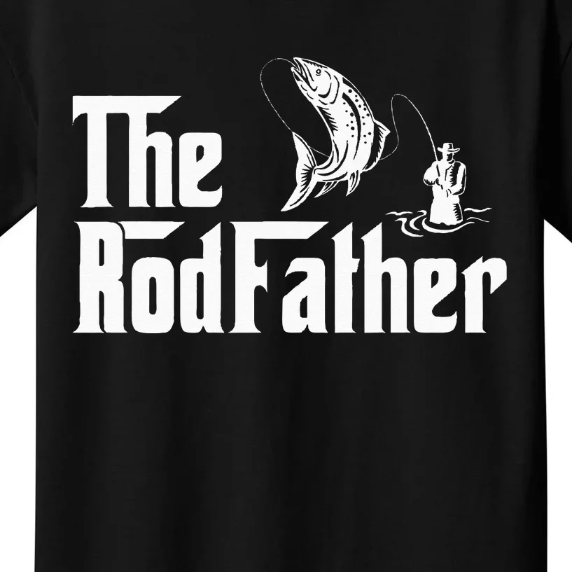 Funny Fishing The Rodfather Fisherman Graphic Kids T-Shirt