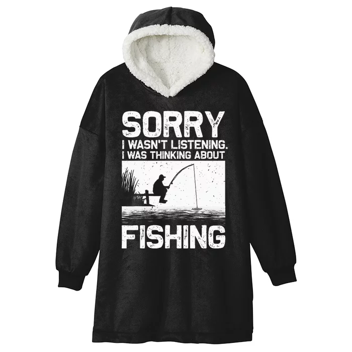 Funny Fishing Trout Bass Fisherman Vacation Hooded Wearable Blanket