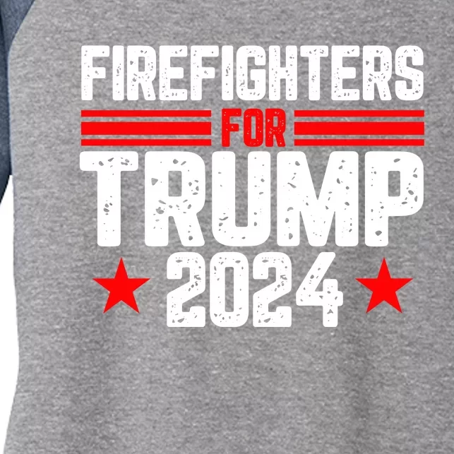 Firefighters For Trump 2024 Women's Tri-Blend 3/4-Sleeve Raglan Shirt