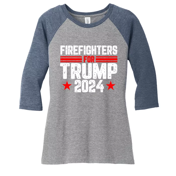 Firefighters For Trump 2024 Women's Tri-Blend 3/4-Sleeve Raglan Shirt