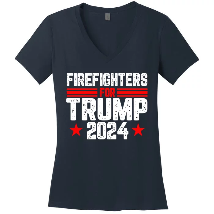 Firefighters For Trump 2024 Women's V-Neck T-Shirt