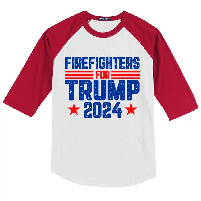 Firefighters For Trump 2024 Kids Colorblock Raglan Jersey