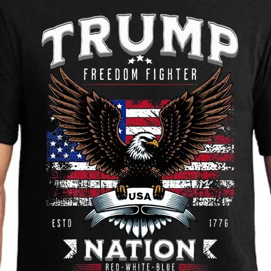 Freedom Fighter Trump Patriotic Eagle Usa Flag Pajama Set