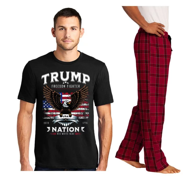 Freedom Fighter Trump Patriotic Eagle Usa Flag Pajama Set