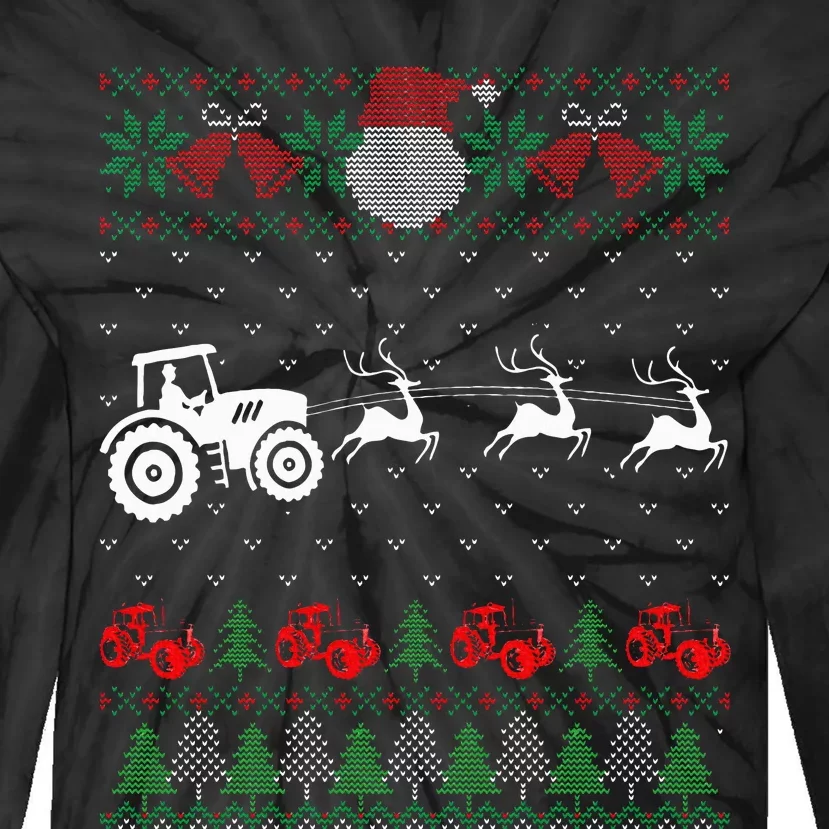 Farming Farmer Tractor Ugly Christmas Sweaters Family Tie-Dye Long Sleeve Shirt