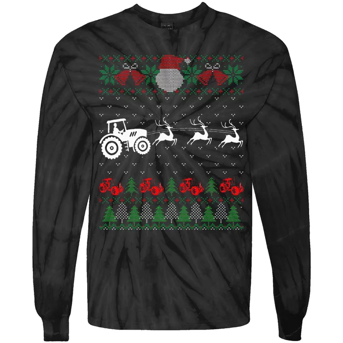 Farming Farmer Tractor Ugly Christmas Sweaters Family Tie-Dye Long Sleeve Shirt