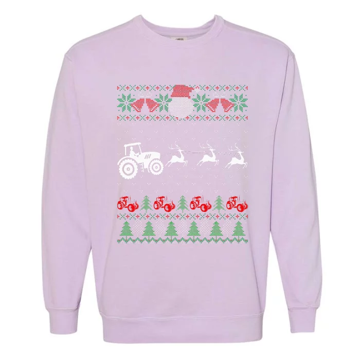 Farming Farmer Tractor Ugly Christmas Sweaters Family Garment-Dyed Sweatshirt