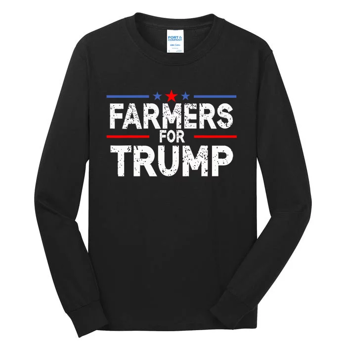 Farmers For Trump 2024 American Election Pro Trump Farmers Tall Long Sleeve T-Shirt