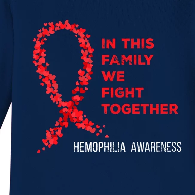 Family Fight Together Hemophilia Warrior Awareness Ribbon Gift Baby Long Sleeve Bodysuit