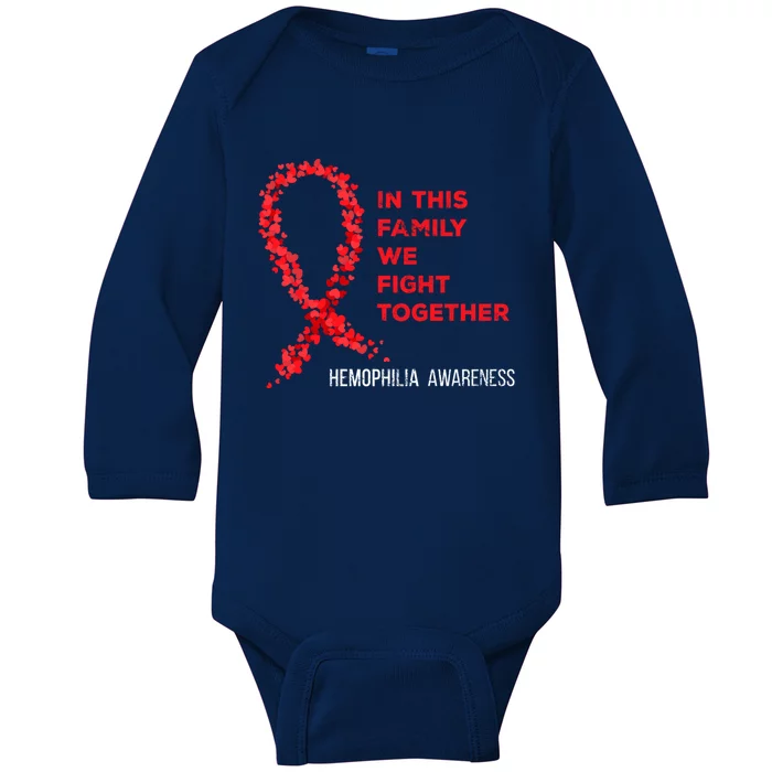 Family Fight Together Hemophilia Warrior Awareness Ribbon Gift Baby Long Sleeve Bodysuit