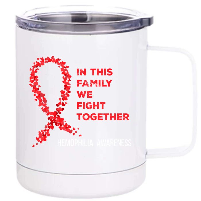 Family Fight Together Hemophilia Warrior Awareness Ribbon Gift Front & Back 12oz Stainless Steel Tumbler Cup