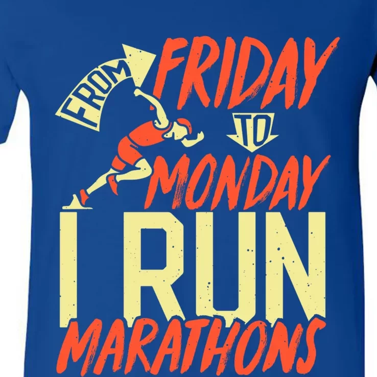 From Friday To Monday I Run Marathon Gift V-Neck T-Shirt