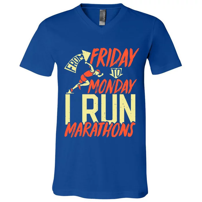 From Friday To Monday I Run Marathon Gift V-Neck T-Shirt