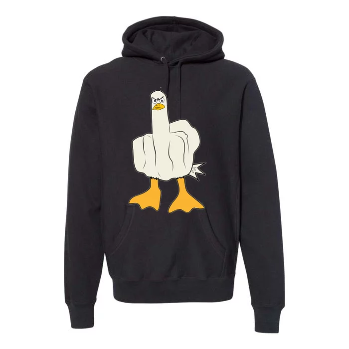 Funny Flipping The Bird Duck Premium Hoodie