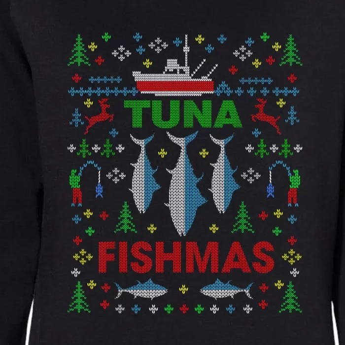 Funny Fish Tuna Fishmas Ugly Christmas Sweater Party Fisherman Womens California Wash Sweatshirt