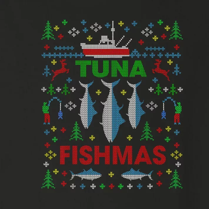 Funny Fish Tuna Fishmas Ugly Christmas Sweater Party Fisherman Toddler Long Sleeve Shirt