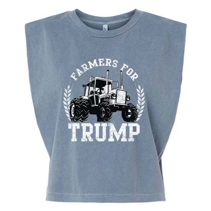 Farmers For Trump 2024 Election Farming Farmer Usa Funny Gift Garment-Dyed Women's Muscle Tee