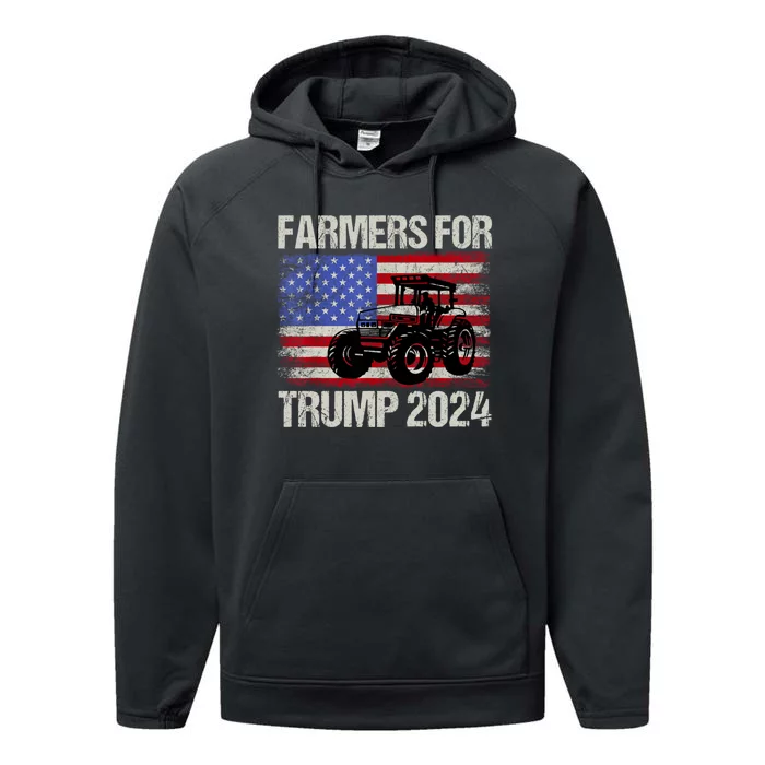 Farmers For Trump 2024 American Election Pro Trump Farmers Performance Fleece Hoodie