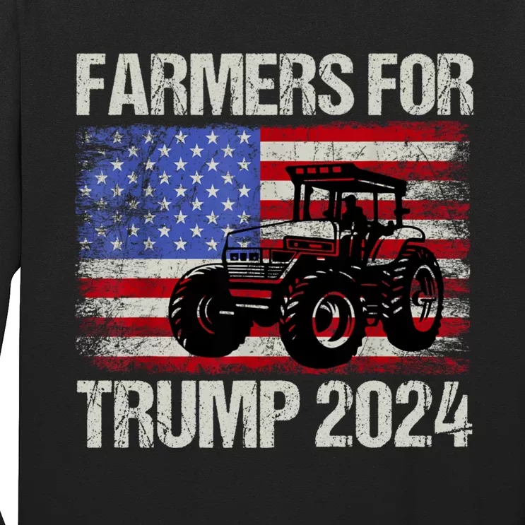 Farmers For Trump 2024 American Election Pro Trump Farmers Long Sleeve Shirt