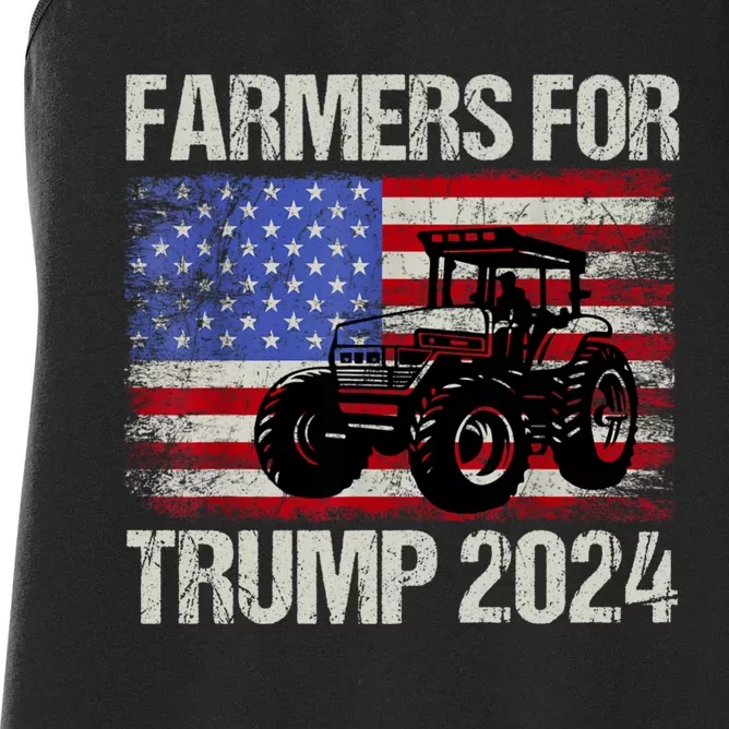 Farmers For Trump 2024 American Election Pro Trump Farmers Women's Racerback Tank