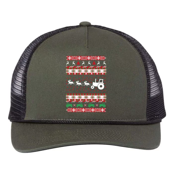 Farming Farmer Tractor Ugly Christmas T Retro Rope Trucker Hat Cap