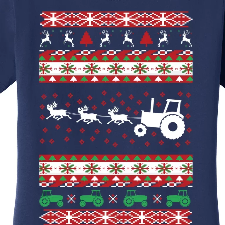 Farming Farmer Tractor Ugly Christmas T Women's T-Shirt