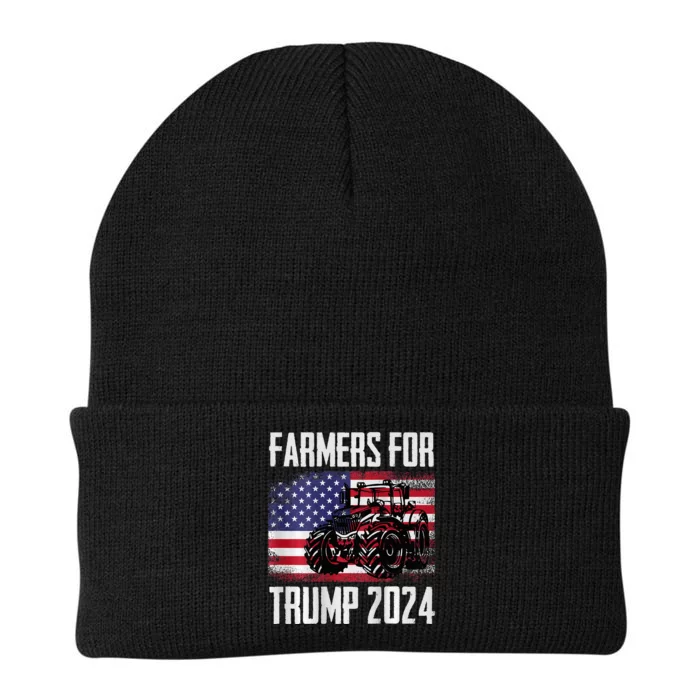 Farmers For Trump 2024 Proud Farm Truck Patriotic Election Knit Cap Winter Beanie