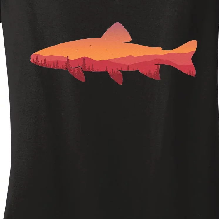 Fly Fishing Trout Fishing Tee Fishing Lover Women's V-Neck T-Shirt