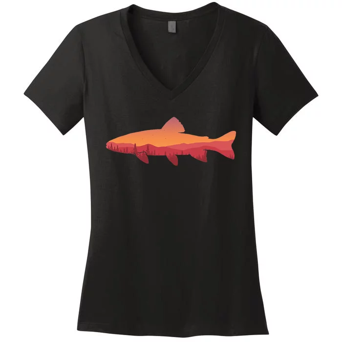 Fly Fishing Trout Fishing Tee Fishing Lover Women's V-Neck T-Shirt