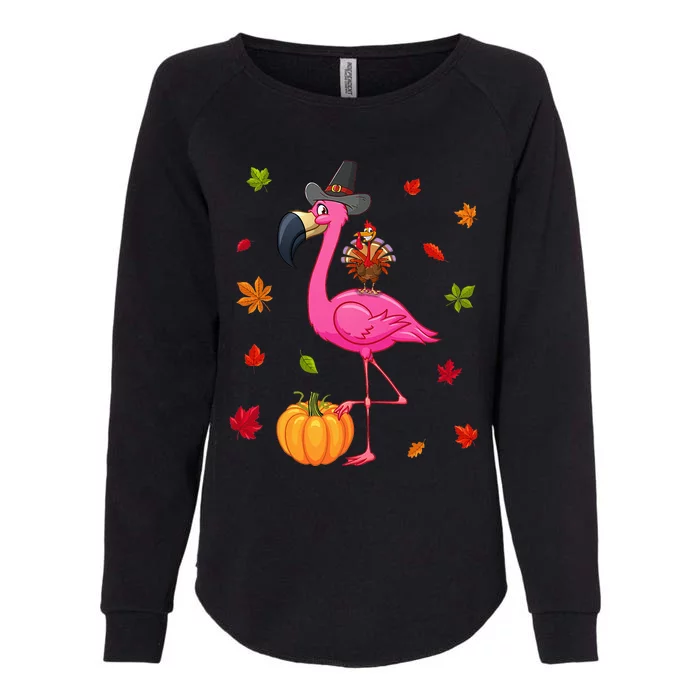 Funny Flamingo Turkey Thanksgiving Pumpkin Womens California Wash Sweatshirt