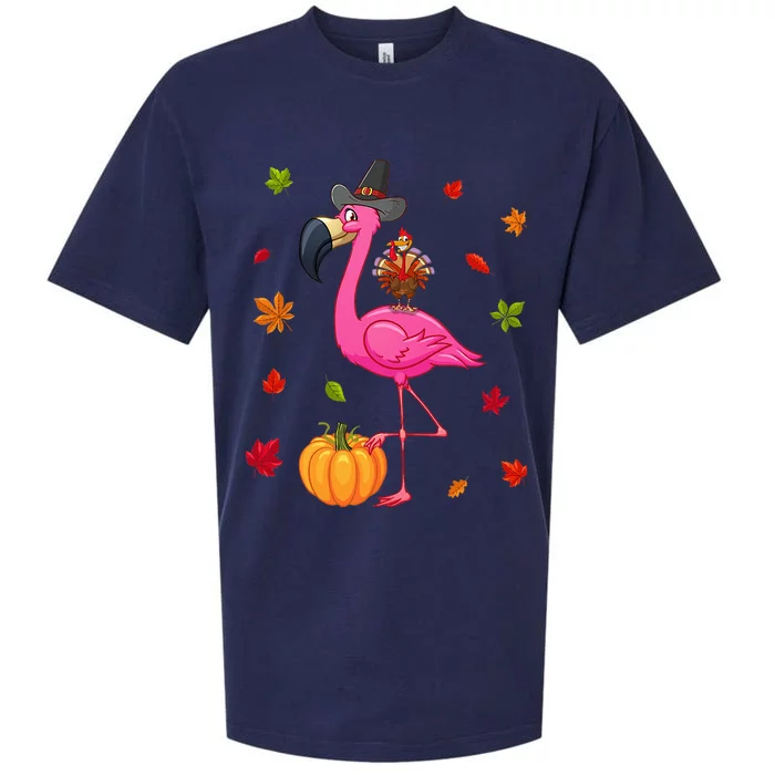 Funny Flamingo Turkey Thanksgiving Pumpkin Sueded Cloud Jersey T-Shirt