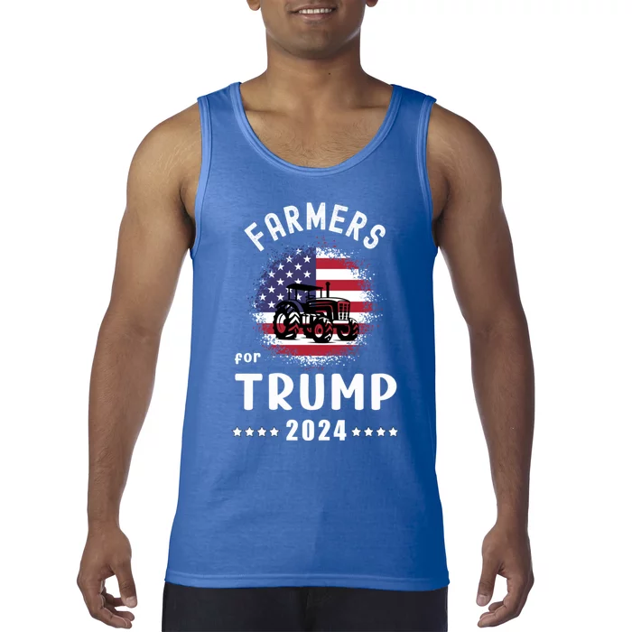 Farmers For Trump 2024 American Flag Vote Trump Gift Tank Top