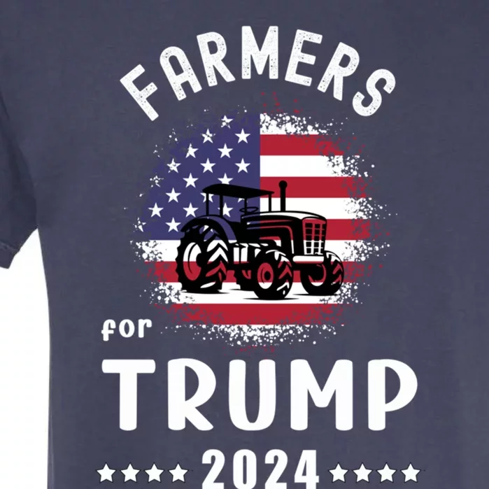 Farmers For Trump 2024 American Flag Vote Trump Gift Garment-Dyed Heavyweight T-Shirt