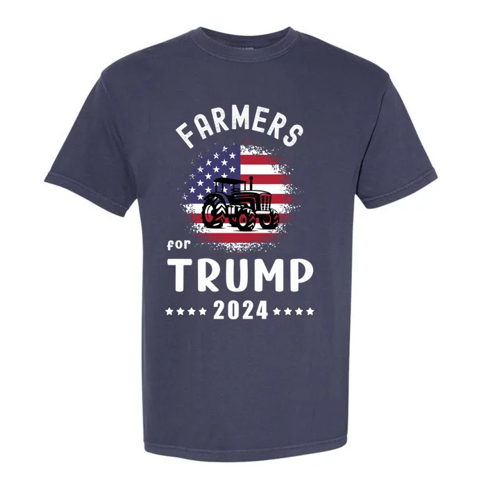 Farmers For Trump 2024 American Flag Vote Trump Gift Garment-Dyed Heavyweight T-Shirt