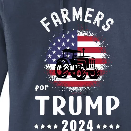 Farmers For Trump 2024 American Flag Vote Trump Gift Women's Pullover Hoodie