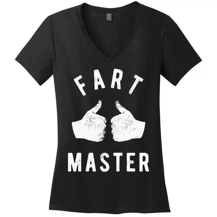 Funny Fart Thumbs Up Toilet Humor Women's V-Neck T-Shirt