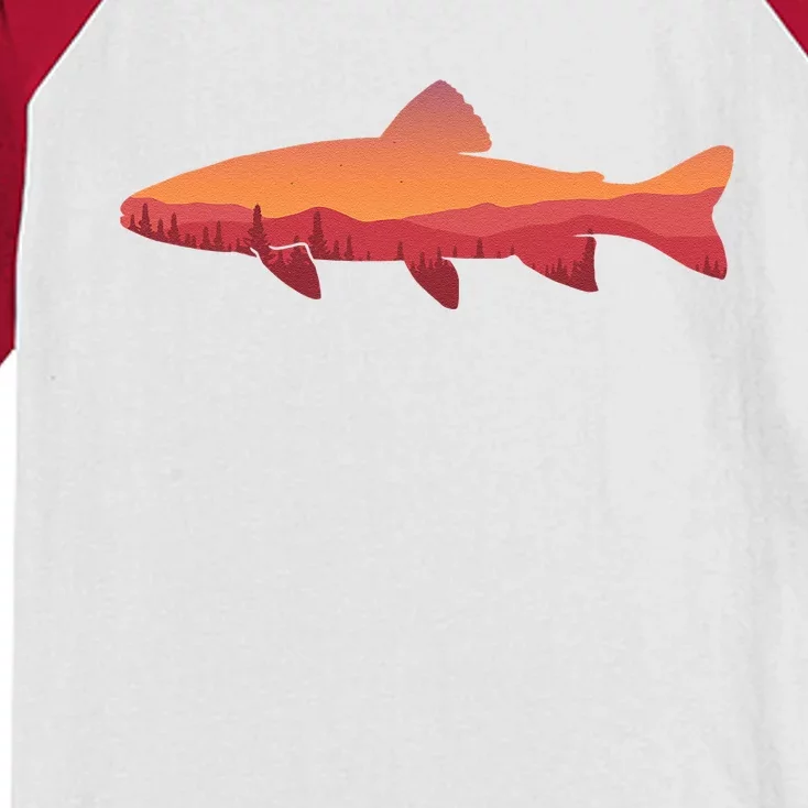 Fly Fishing , Trout Fishing Tee, Fishing Lover Kids Colorblock Raglan Jersey