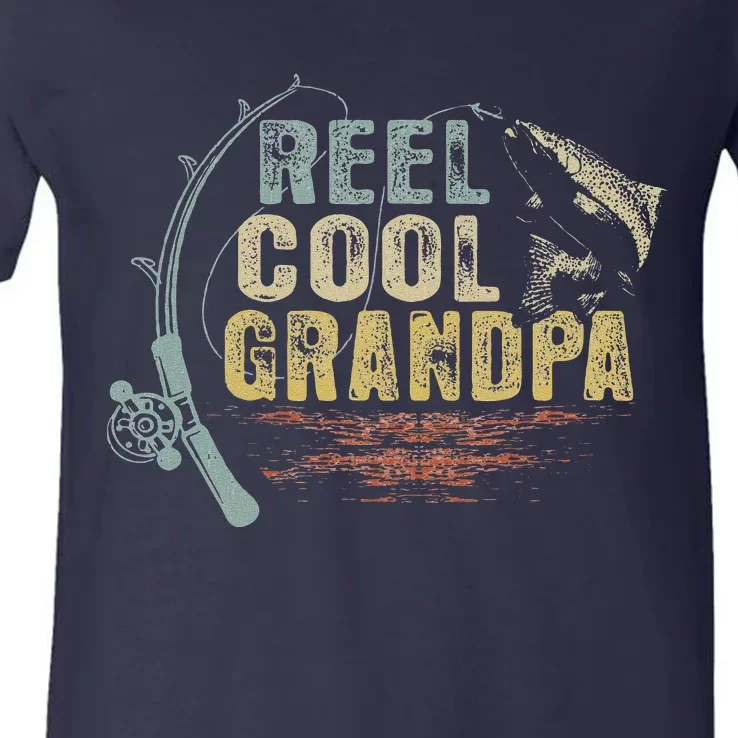 Funny Fishing Tee Vintage Reel Cool Grandpa V-Neck T-Shirt