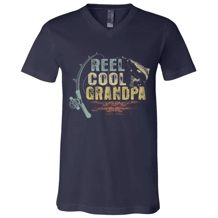 Funny Fishing Tee Vintage Reel Cool Grandpa V-Neck T-Shirt