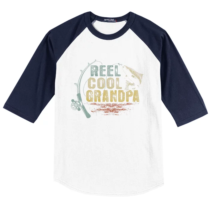 Funny Fishing Tee Vintage Reel Cool Grandpa Baseball Sleeve Shirt