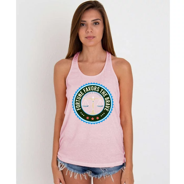 Fortune Favors The Brave Truth And Honor Freedom Design Meaningful Gift Women's Knotted Racerback Tank