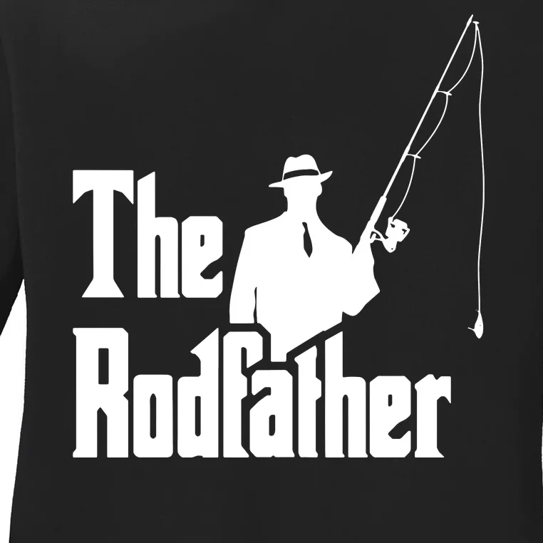 Funny Fishing The Rodfather Fathers Day Ladies Long Sleeve Shirt