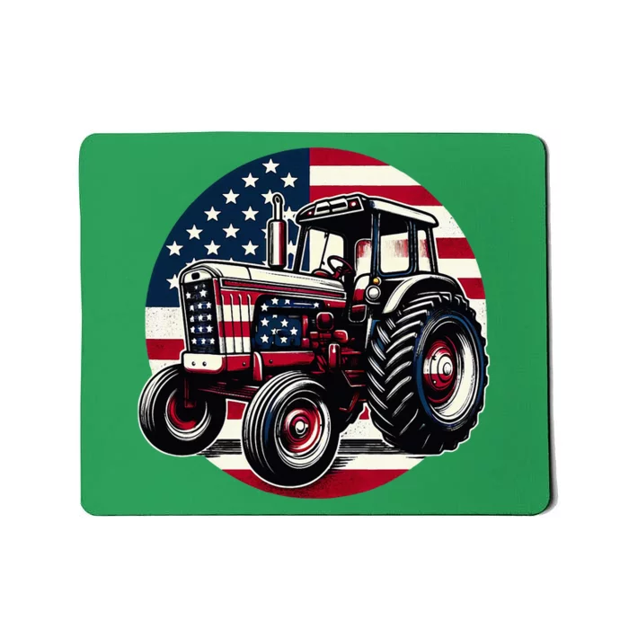 Funny Farm Tractors Usa Flag Patriotic Farming 4th Of July Mousepad