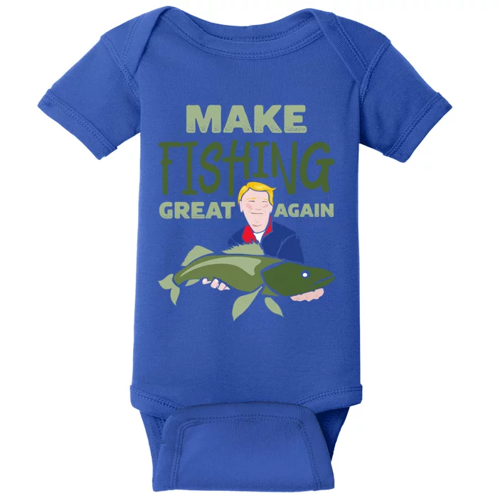 Funny Fisher Trump Tee Make Fishing Great Again Great Gift Baby Bodysuit