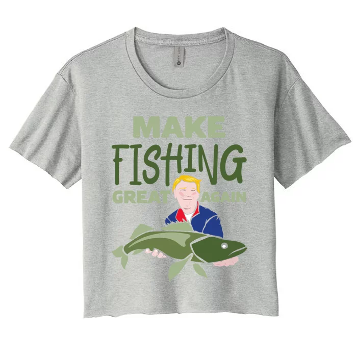 Funny Fisher Trump Tee Make Fishing Great Again Great Gift Women's Crop Top Tee