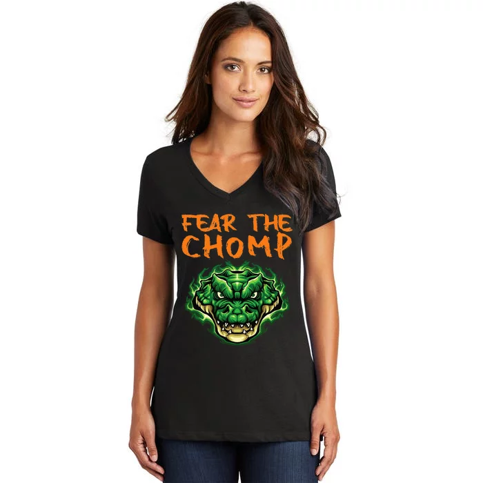 Florida Fear The Chomp Gator For Men And Women Women's V-Neck T-Shirt