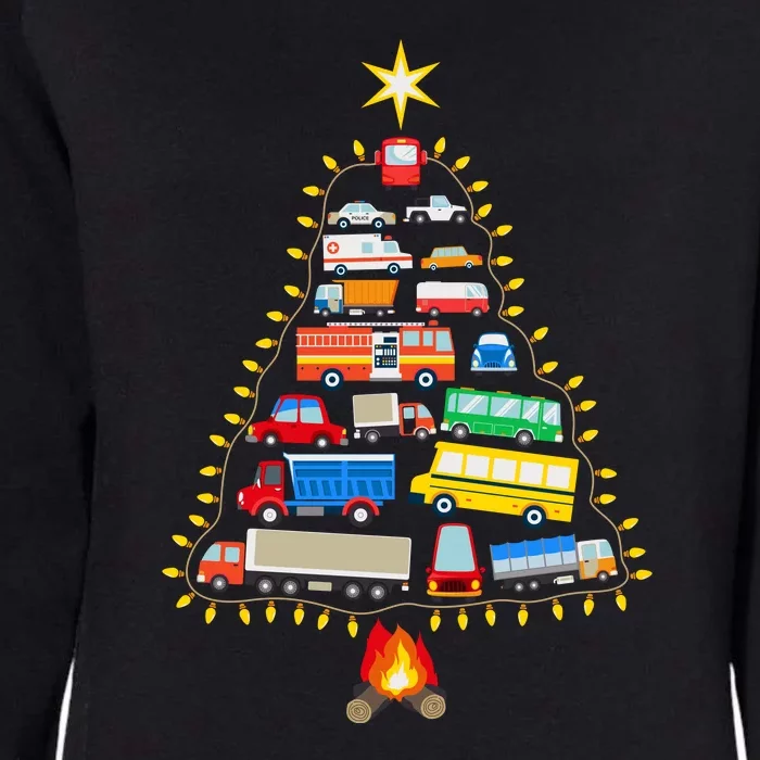 Firefighter Fire Truck Christmas Tree Xmas Tshirt Womens California Wash Sweatshirt