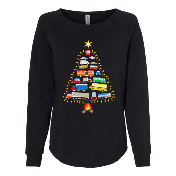 Firefighter Fire Truck Christmas Tree Xmas Tshirt Womens California Wash Sweatshirt