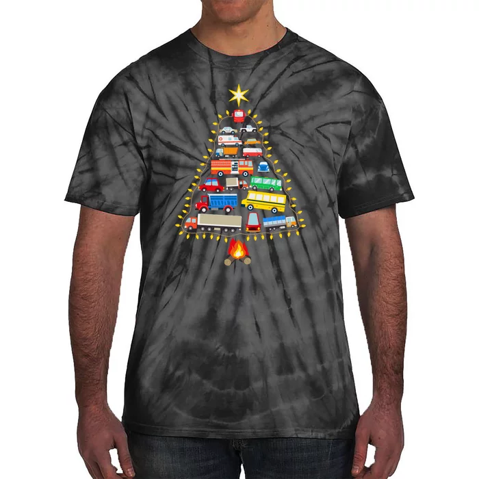 Firefighter Fire Truck Christmas Tree Xmas Tshirt Tie-Dye T-Shirt